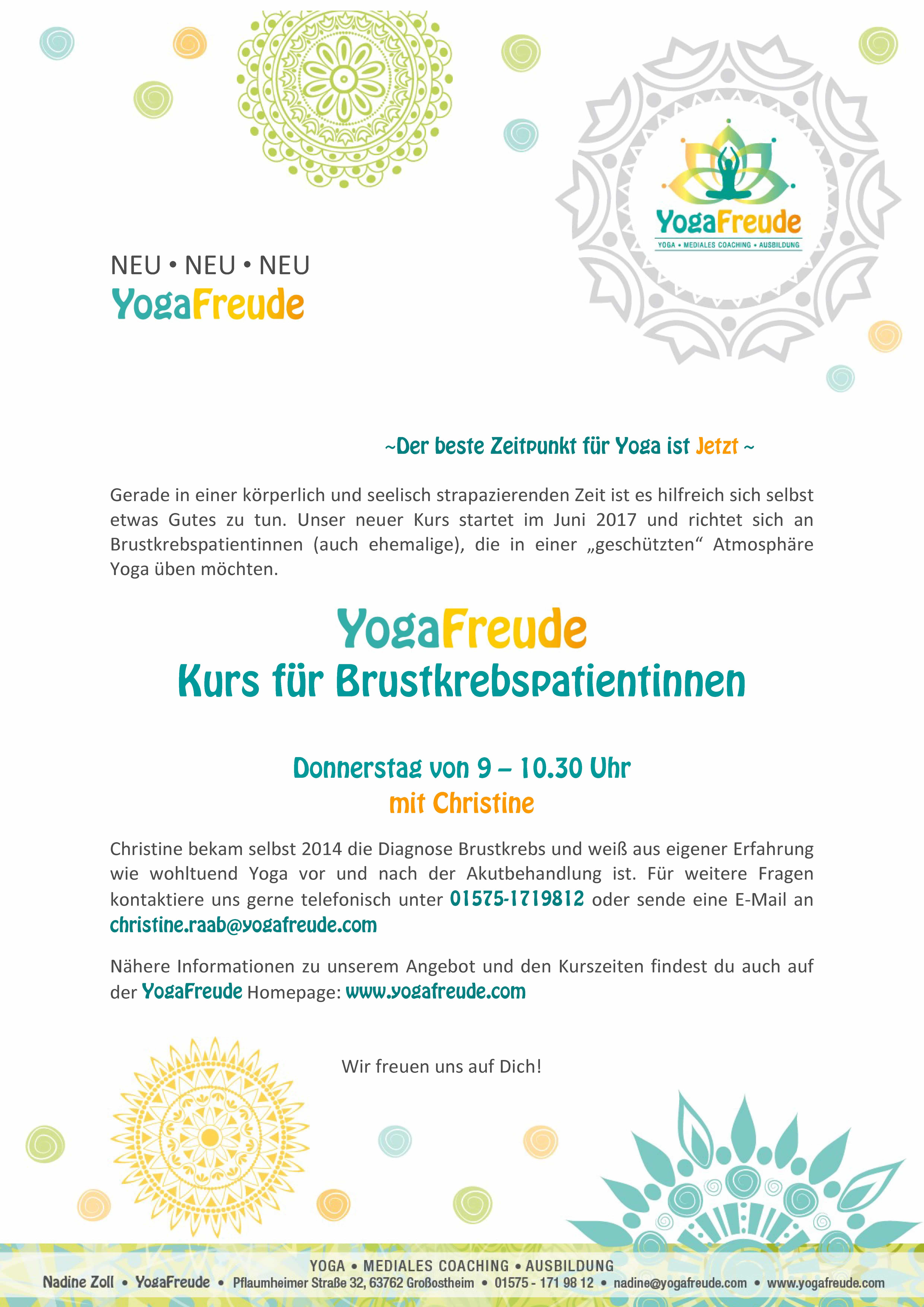 YogaFreude Christine Raab Brustkrebspatientinnen Kurs